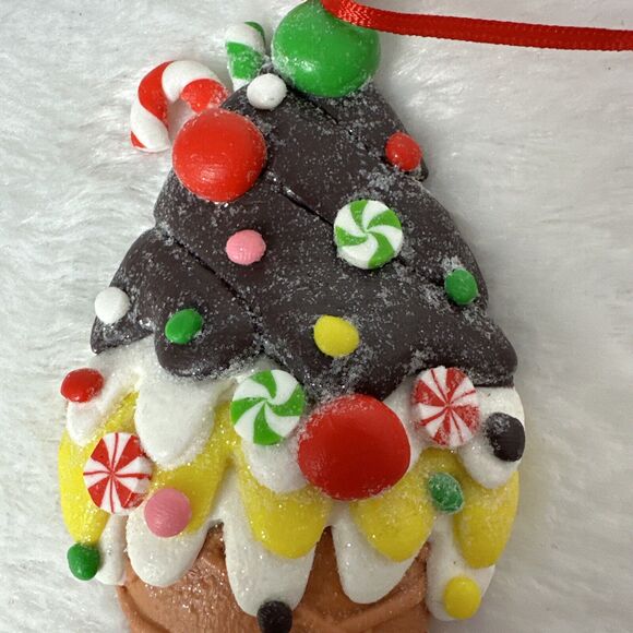 Ice Cream Cone Candy Holiday Christmas Tree Ornament - Picture 2 of 6